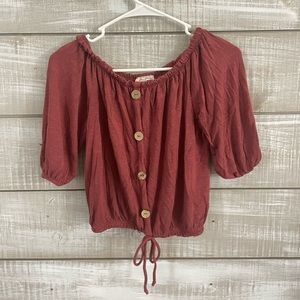 Free Kisses Pink Quarter-Sleeve Blouse (Size S)